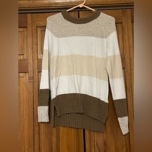Time and Tru Women's Striped Sweater in Beige and Brown